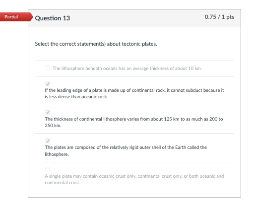 Solved Partial Question 2 0.25 / 1 pts Which of the | Chegg.com