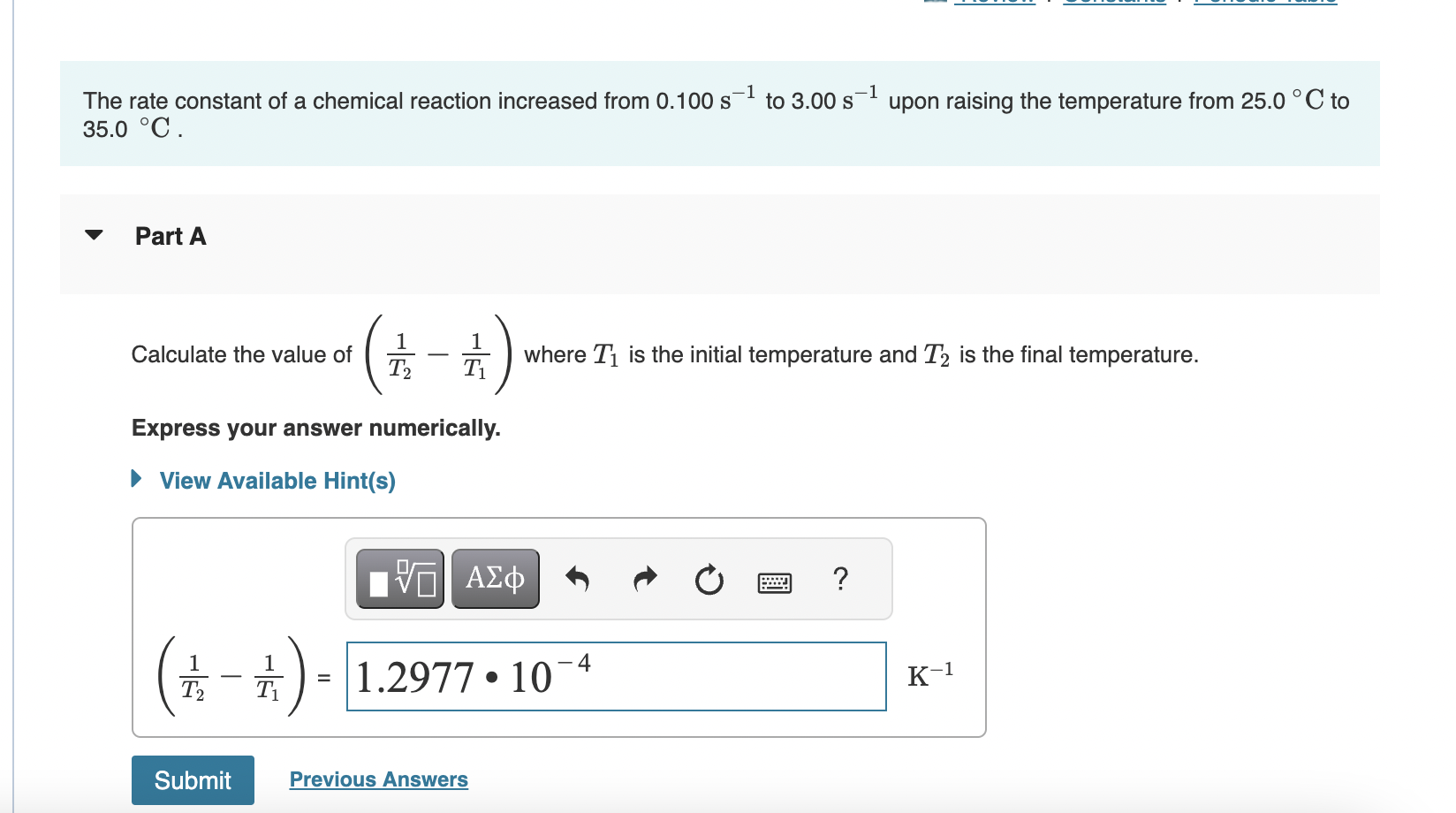 Solved The Rate Constant Of A Chemical Reaction Increased Chegg Com   Phph2vAf0