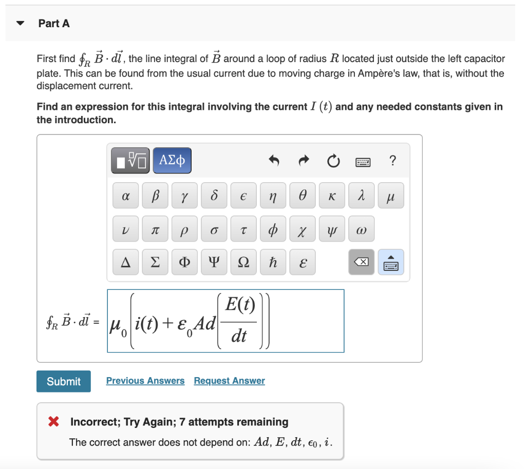 Solved Part A First Find FR B. Di , The Line Integral Of B | Chegg.com