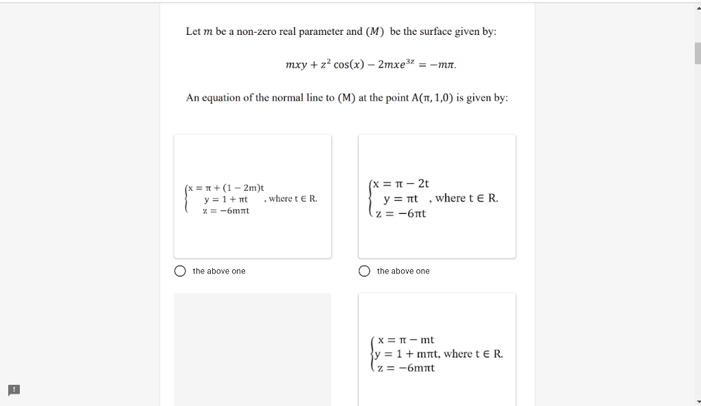 Solved Let m be a non-zero real parameter and (M) be the | Chegg.com