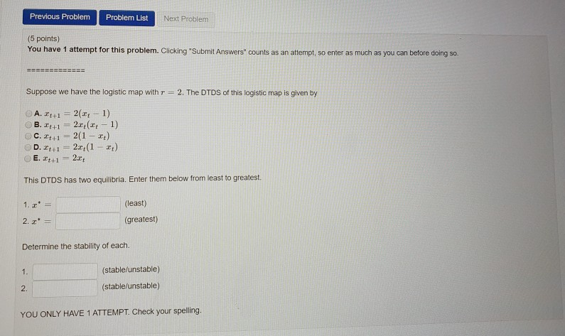 Solved Previous Problem Problem List Next Problem (5 points) | Chegg.com
