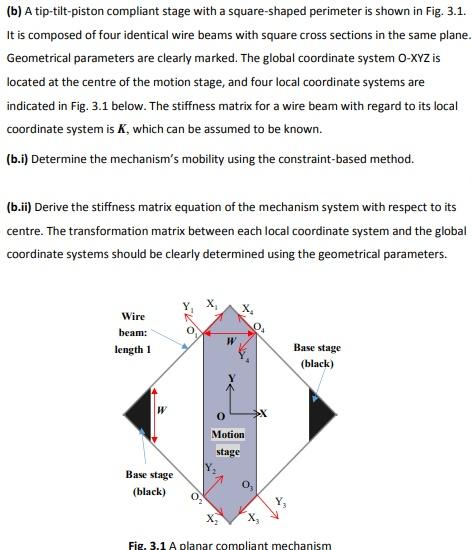 (b) A tip-tilt-piston compliant stage with a | Chegg.com