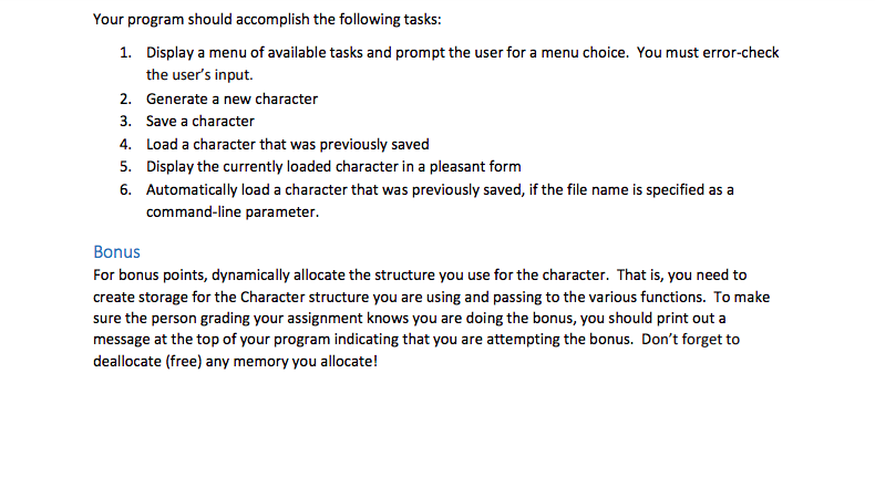 CS 1050 Homework Assignment 3 Role-Playing Character | Chegg.com