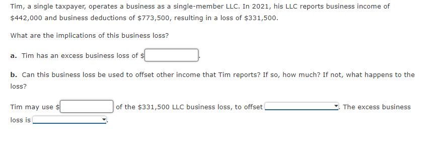 Solved Tim, A Single Taxpayer, Operates A Business As A | Chegg.com