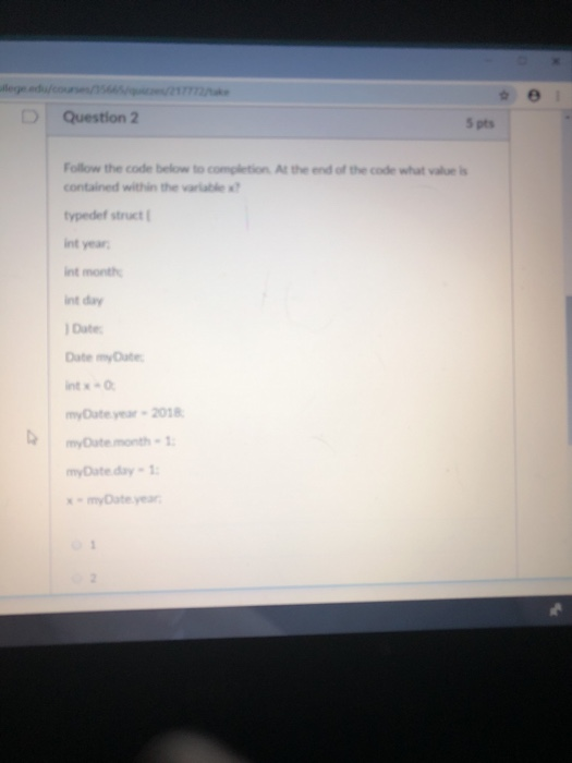 Solved D Question 2 5 pts Follow the code below to | Chegg.com