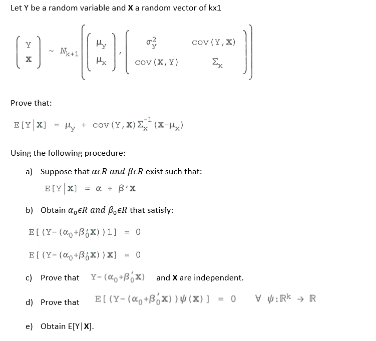 Let Y be a random variable and X a random vector of | Chegg.com