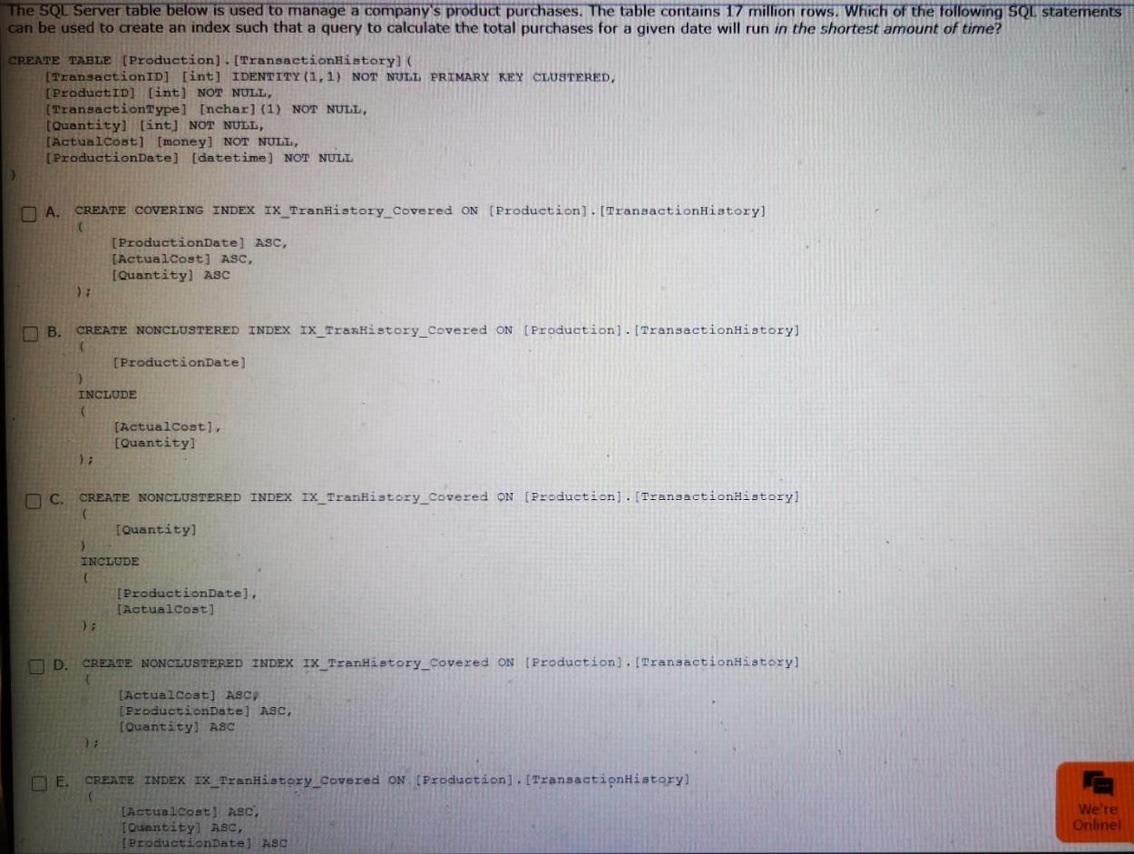 Solved The SQL Server table below is used to manage a | Chegg.com