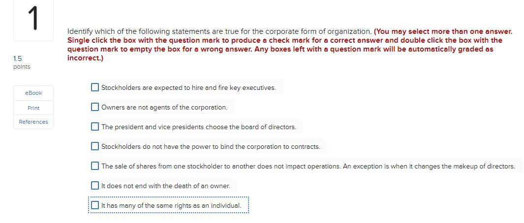 Solved 1 Identify which of the following statements are true | Chegg.com