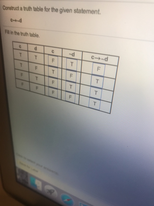 Solved Construct a truth table for the given statement. Fill | Chegg.com