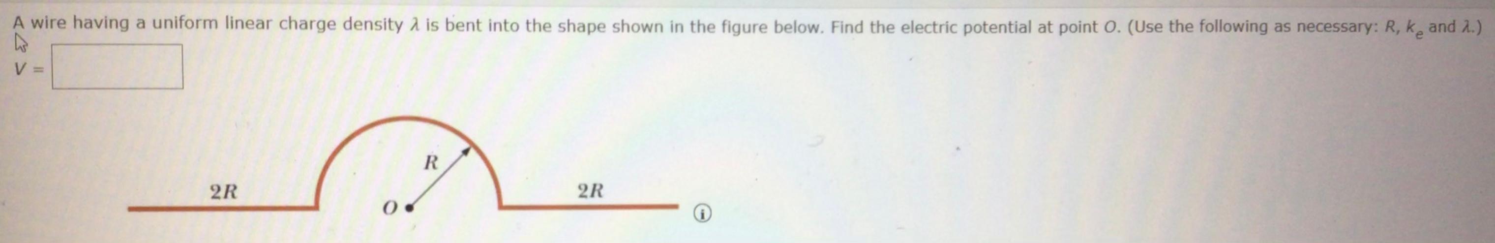 Solved A wire having a uniform linear charge density 2 is | Chegg.com