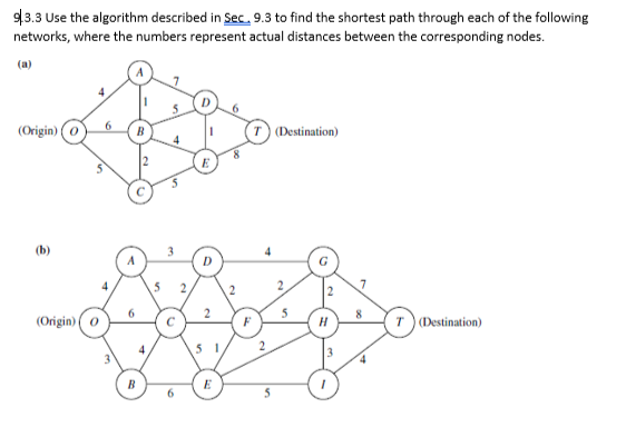 93.3 Use the algorithm described in Sec, 9.3 to find | Chegg.com