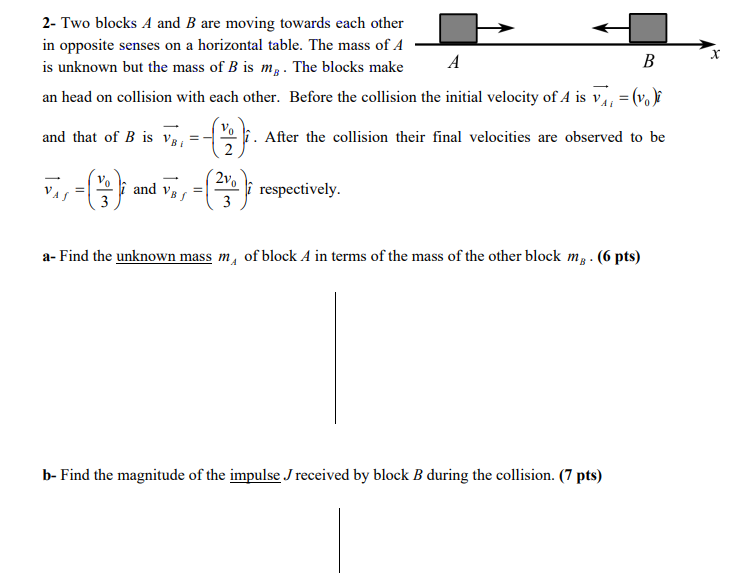 Solved X 2- Two blocks A and B are moving towards each other | Chegg.com