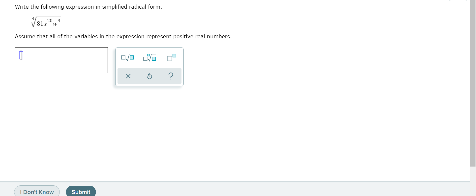 Solved Write the following expression in simplified radical | Chegg.com