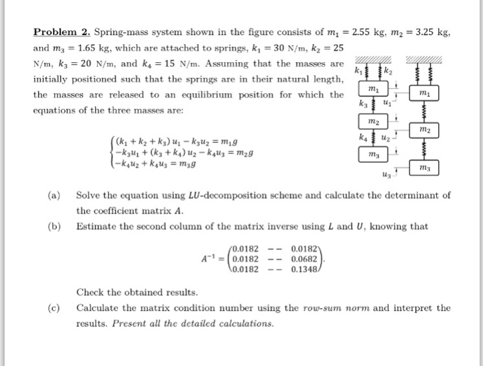 Solved Problem 2, spring-mass system shown in the figure | Chegg.com