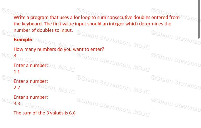 Solved vers Write a program that uses a for loop to sum | Chegg.com