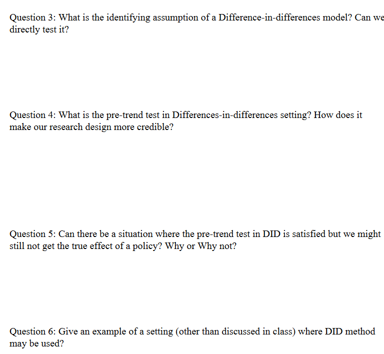 Solved Question 3: What Is The Identifying Assumption Of A | Chegg.com