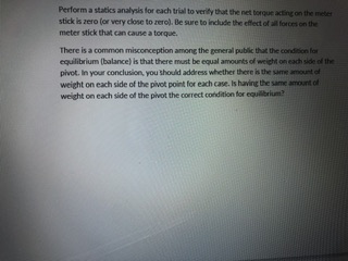 Solved In today's experiment, we will balance a meter stick | Chegg.com