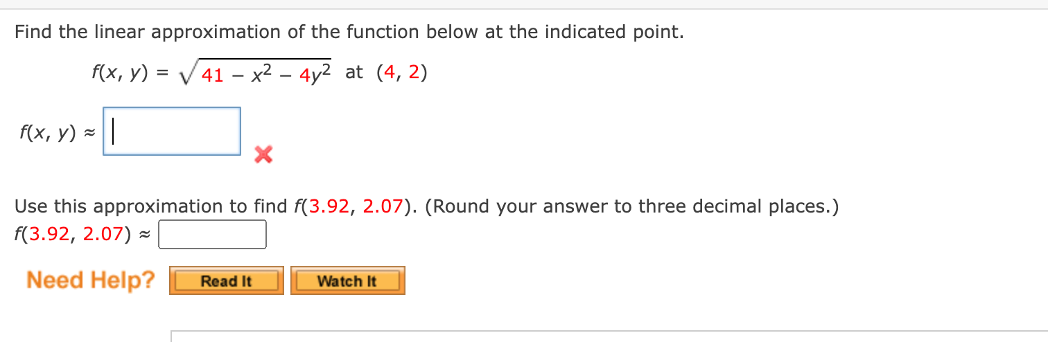 Find the linear approximation of the function below | Chegg.com
