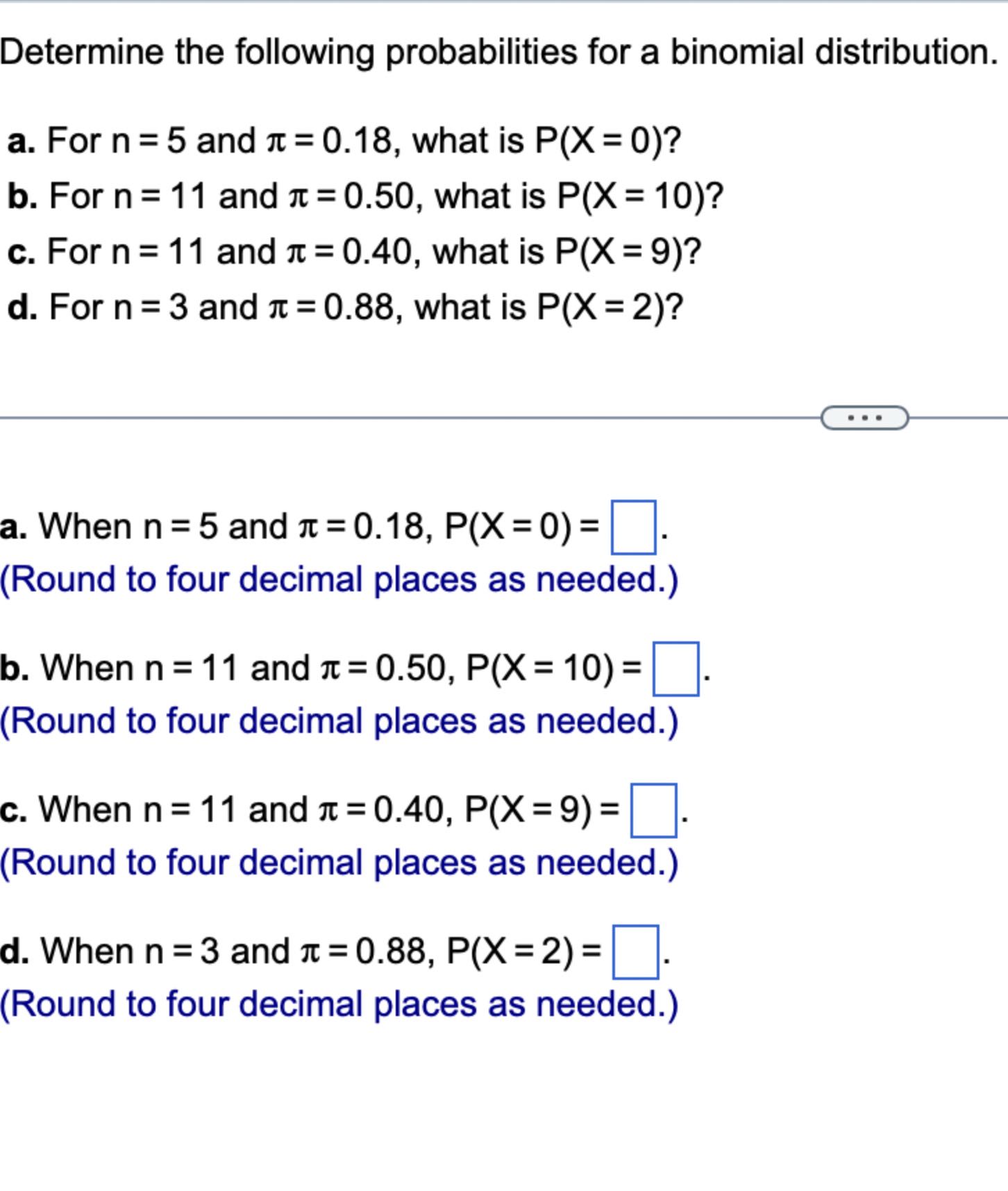 Solved Determine The Following Probabilities For A Binomial | Chegg.com