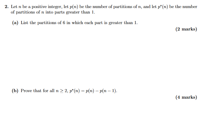 Solved 2. Let n be a positive integer, let p(n) be the | Chegg.com