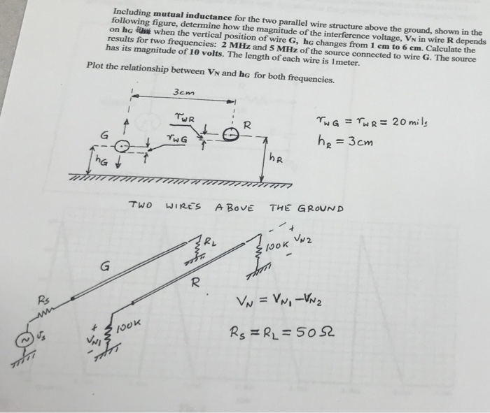 Solved Including mutual inductance for the two parallel wire