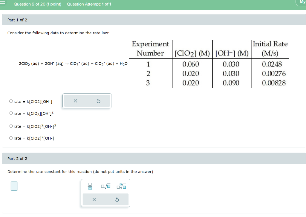 Solved Consider the following data to determine the rate | Chegg.com