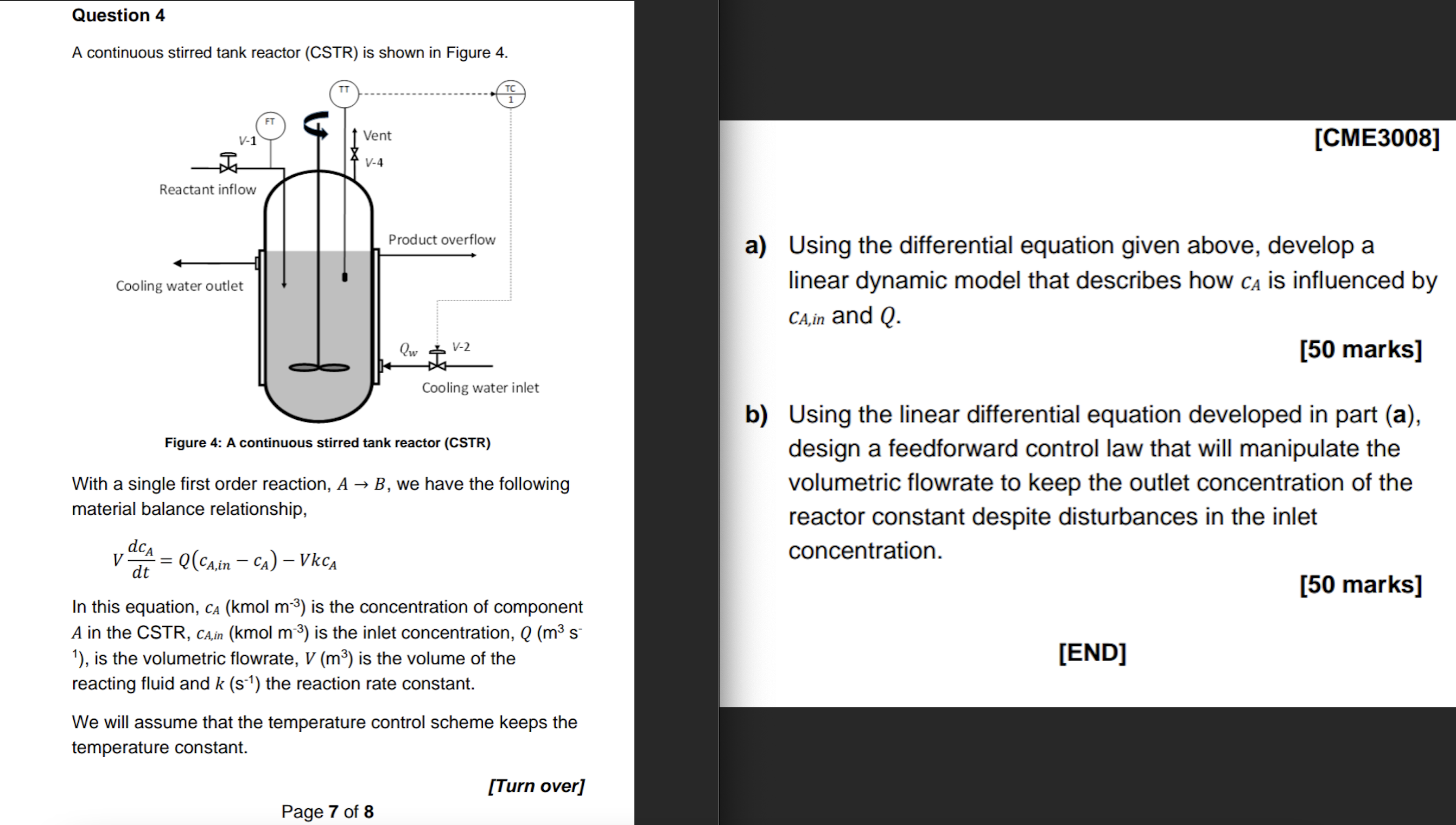 Solved A Continuous Stirred Tank Reactor (CSTR) Is Shown In | Chegg.com