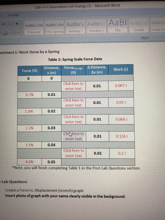 Solved Lab+5+Conservation+of+Energy (1) Microsoft Word | Chegg.com