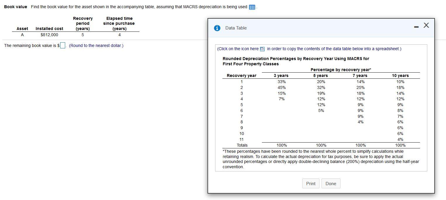 Solved Book value Find the book value for the asset shown in | Chegg.com