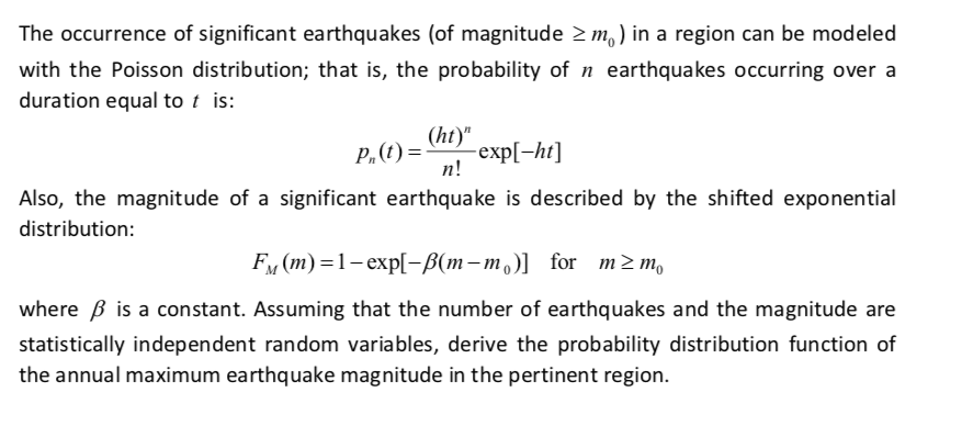 Solved The occurrence of significant earthquakes (of | Chegg.com