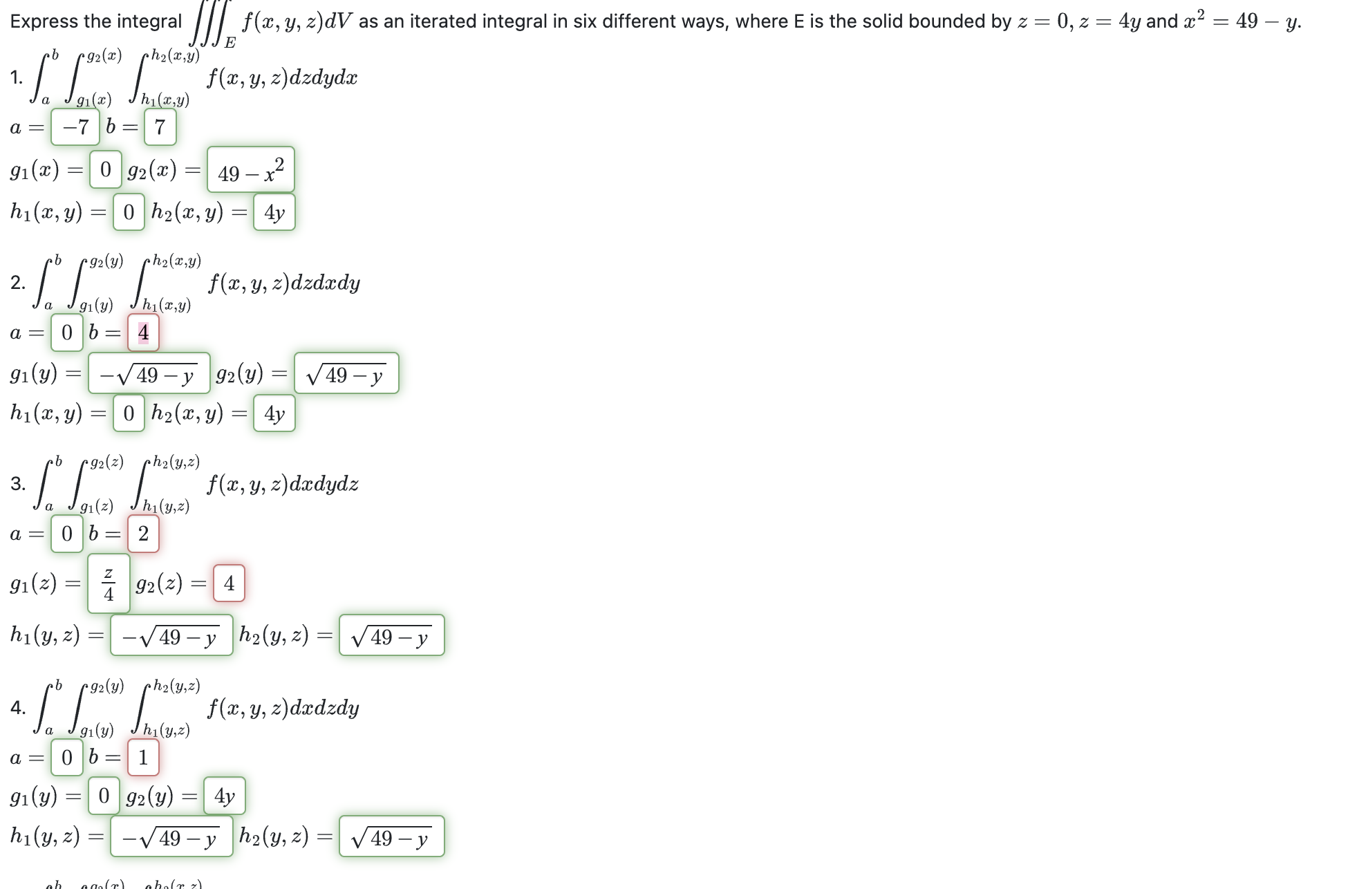 Solved Express The Integral ∭ef X Y Z Dv ﻿as An Iterated