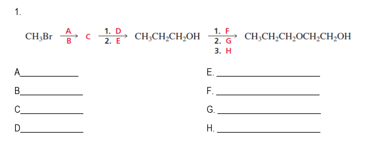 1 Ch3br A S 1 D 2 E 2 Ch3ch2ch2oh 1 F 2 G 3 Chegg Com