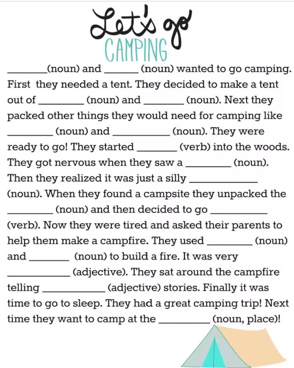 Solved Let's go CAMPING (noun) and (noun) wanted to go