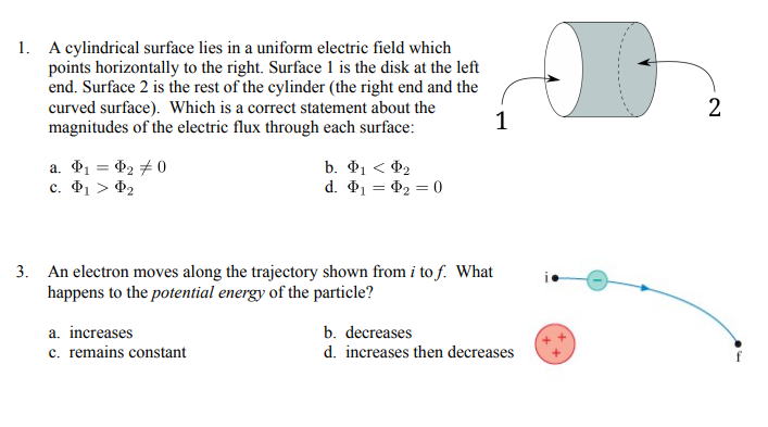 Solved 1. A cylindrical surface lies in a uniform electric | Chegg.com