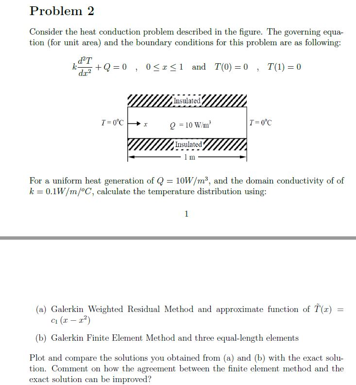 Solved Problem 2 Consider the heat conduction problem | Chegg.com