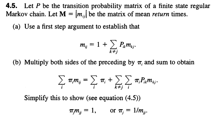 Solved 4.5. Let P be the transition probability matrix of a | Chegg.com