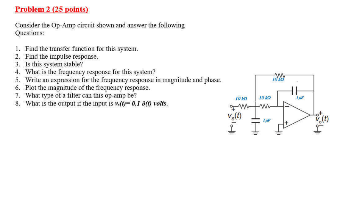 Solved Consider The Op-Amp Circuit Shown And Answer The | Chegg.com