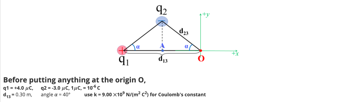 Solved Electric Field - 3 Point Charges on a Triangle Case | Chegg.com