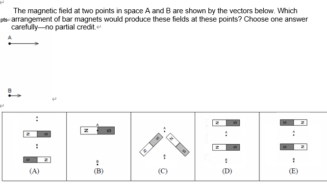 Solved The magnetic field at two points in space A and B are | Chegg.com