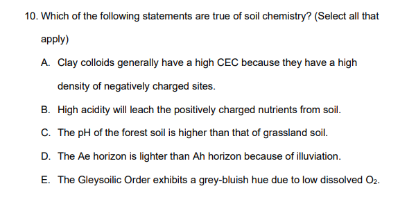 Solved 10. Which of the following statements are true of | Chegg.com