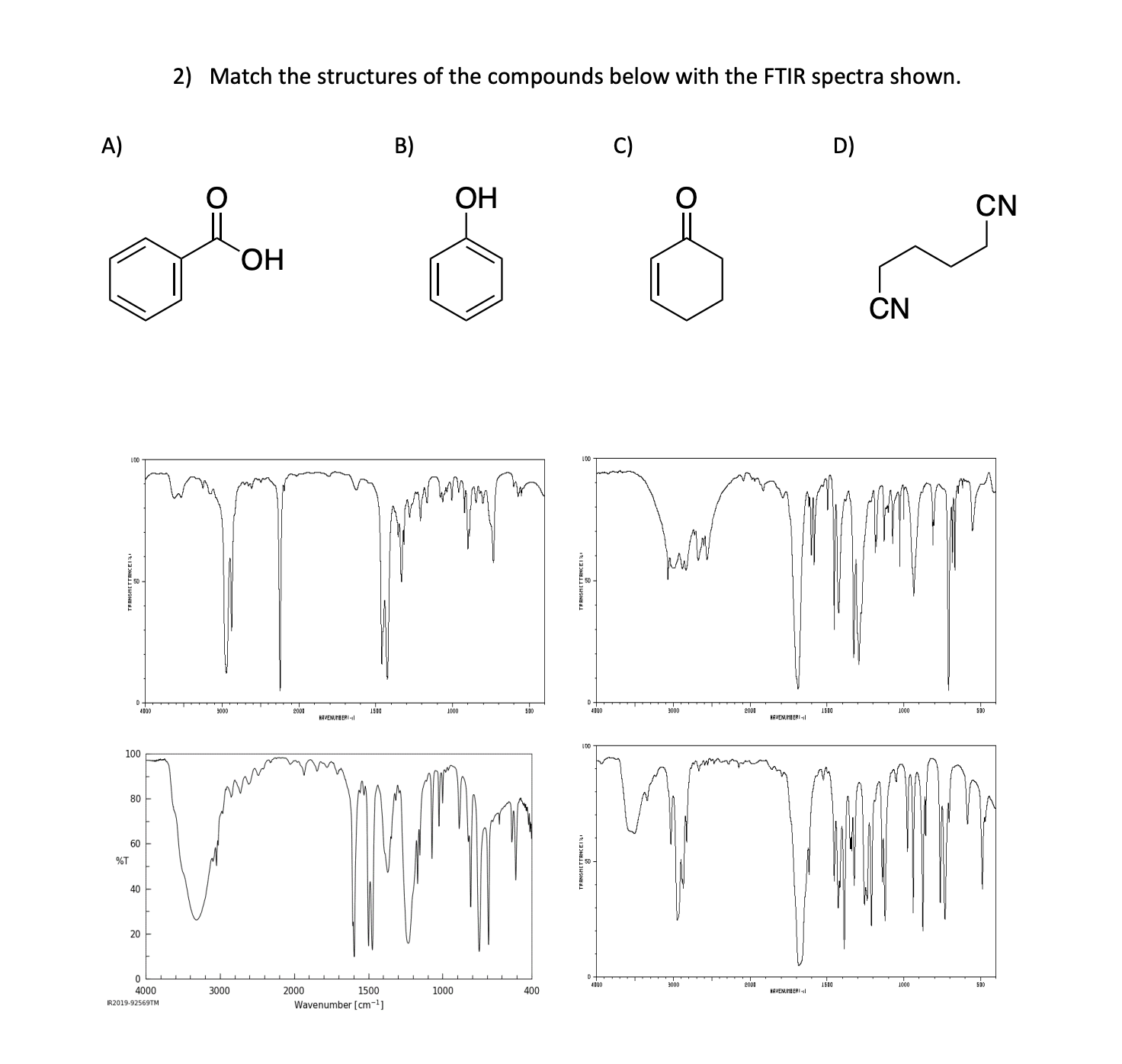 Solved 2) Match the structures of the compounds below with | Chegg.com