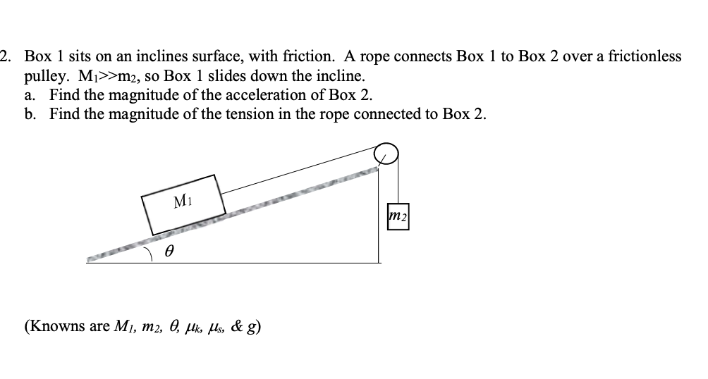 Solved 2. Box 1 sits on an inclines surface, with friction. | Chegg.com