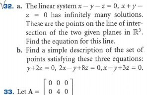 Solved 32. a. The linear system x-y-z = 0, x+y- z = 0 has | Chegg.com