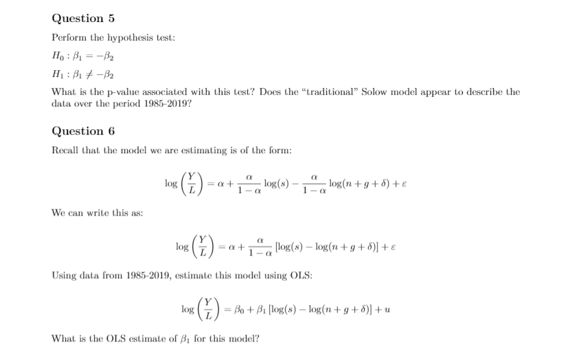 Question 5 Perform The Hypothesis Test H B B2 Chegg Com