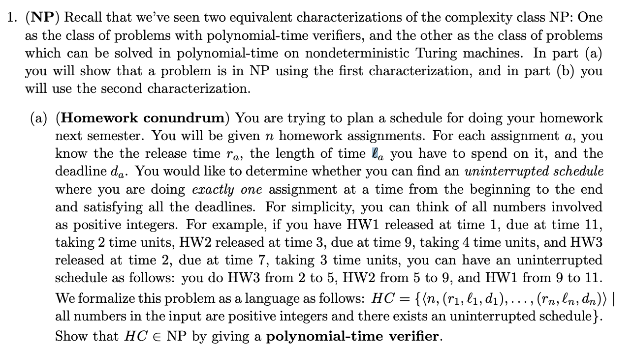 Solved 1. (NP) Recall That We've Seen Two Equivalent | Chegg.com