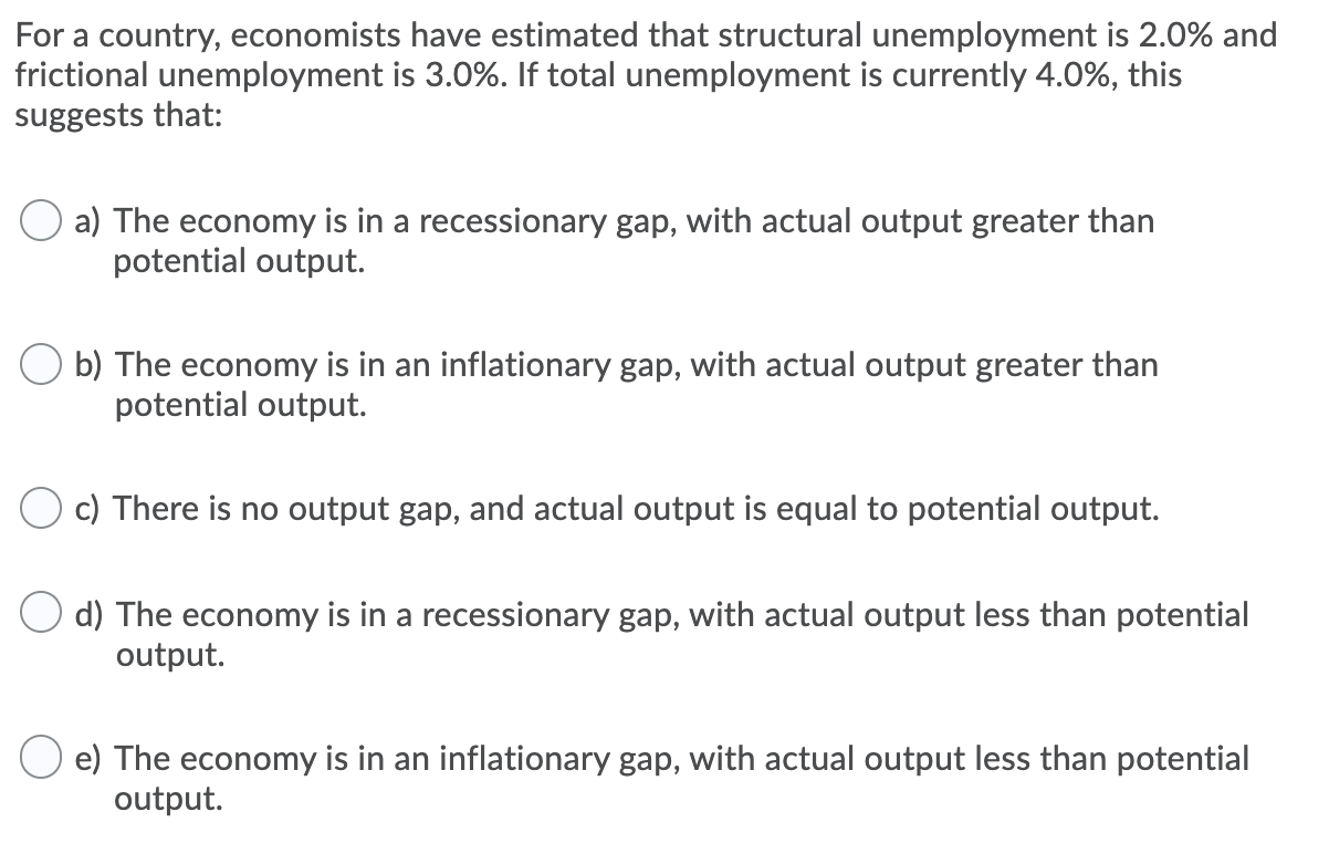 Solved For A Country, Economists Have Estimated That | Chegg.com