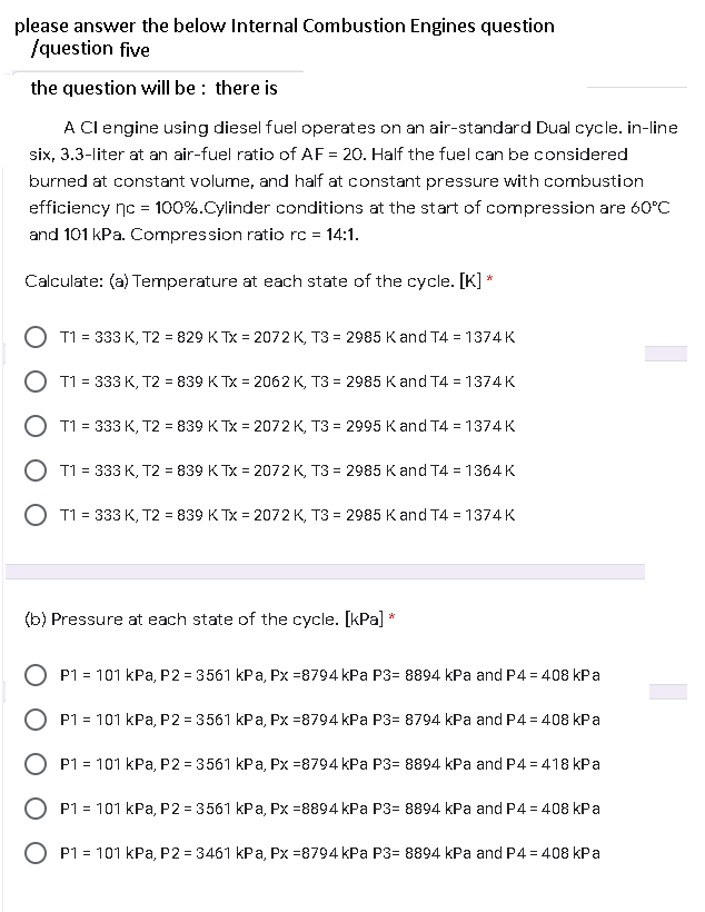 Solved please answer the below Internal Combustion Engines