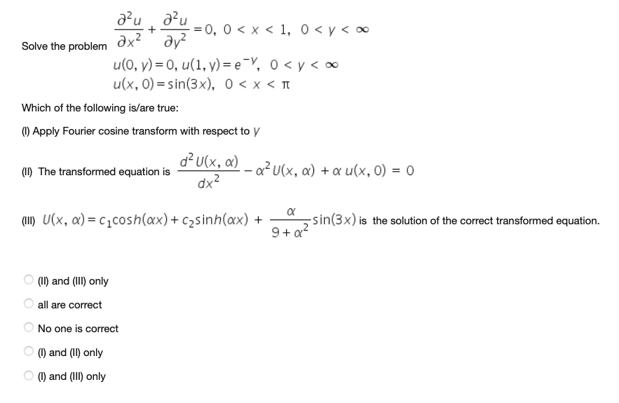 Solve the problem \[ \begin{array}{l} \frac{\partial^{2} u}{\partial x^{2}}+\frac{\partial^{2} u}{\partial y^{2}}=0,0<x<1,0<y