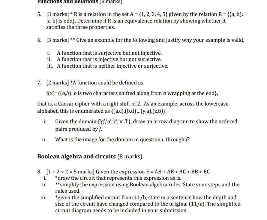 Solved Logic 8 marks 1. 1.5 marks For this question the