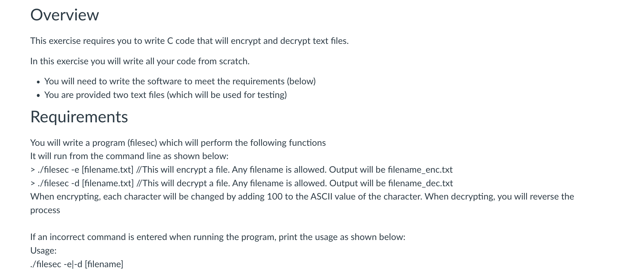 Solved Overview This exercise requires you to write C code | Chegg.com